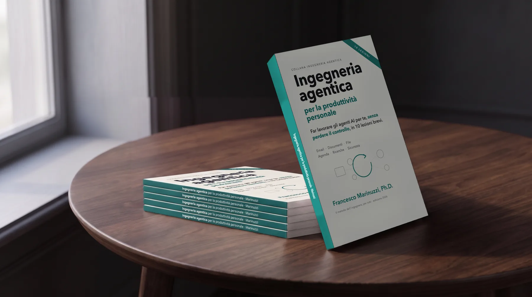 Copie del libro Ingegneria agentica per la produttività personale su un tavolo